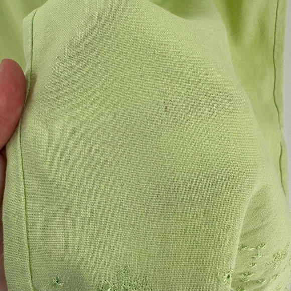 Rachel Rose Green Linen Eyelet Embroidered Wide Leg Pants - Picture 4 of 12